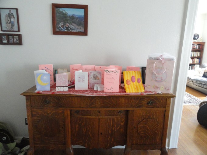 sweet outpouring of cards, in retrospect, of Emma's birth--from school, family, and friends :-)